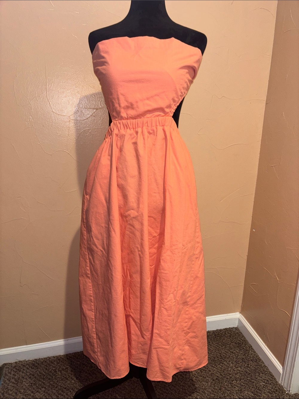 Petal & Pup Strapless Peach Midi Dress
